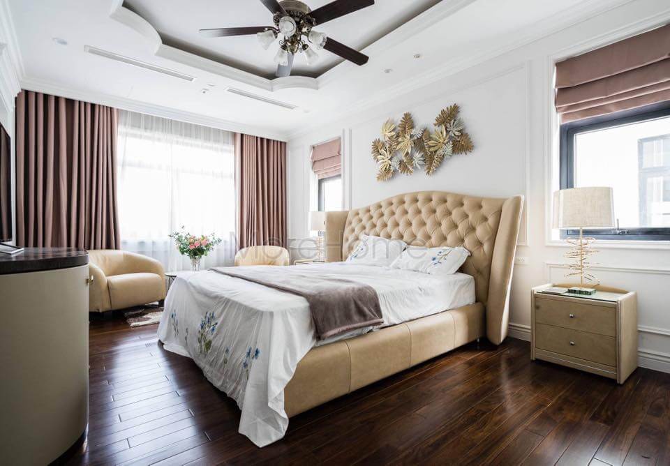 Mẫu thi công nội thất phòng ngủ đẹp với không gian mở phong cách tân cổ điển lược giản Mẫu nội thất biệt thự tân cổ điển đẹp