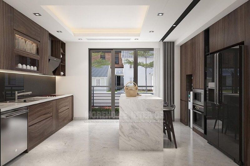 Bố trí nội thất phòng bếp đảo đẹp sang trọng cho nhà phố, biệt thự, nhà liền kề hiện đại.
