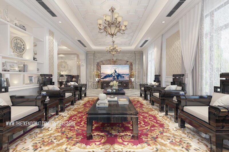 Trang trí nội thất biệt thự Thái Bình sang trọng và đẳng cấp với chất liệu gỗ tự nhiên nhập khẩu