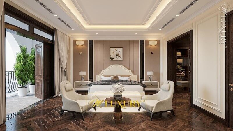 Thiết kế không gian nội thất phòng ngủ đẹp cho biệt thự cao cấp