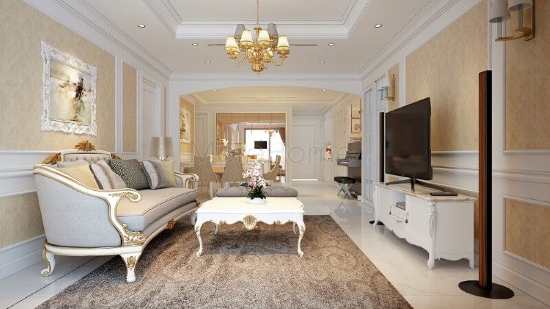 Mẫu thiết kế nội thất chung cư Hoàng Anh Gia Lai cao cấp phong cách tân cổ điển
