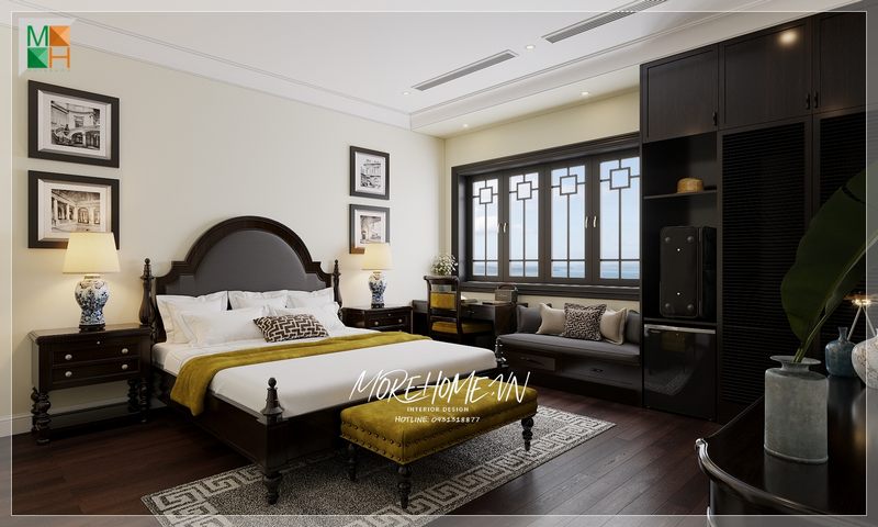 Gợi ý mẫu thiết kế phòng ngủ gỗ óc chó tân cổ điển tuyệt vời cho không gian sống của mỗi gia đình Việt.
