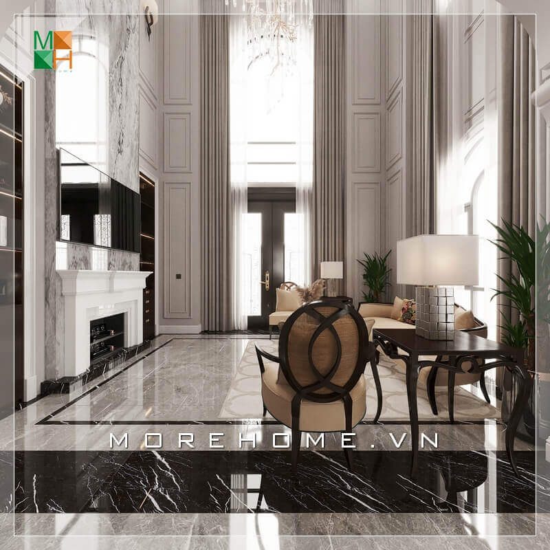 Mẫu bộ bàn gỗ tự nhiên cao cấp, ghế sofa bọc da cao cấp chân ghế gỗ tự nhiên sang trọng rất phù hợp với không gian phòng khách tân cổ điển.